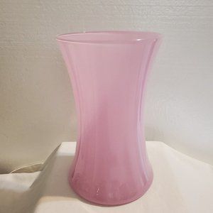 Solid Pale Pink Glass Flower Vase Curved Sides Bouquet Size 8"H 5"W Decor